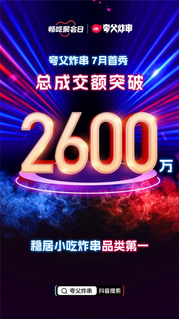 2600萬(wàn)！夸父炸串抖音全國(guó)首播刷新品類成交額記錄|餐飲界